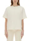 Amish Asymmetric T-shirt With Micro Logo In Ivory