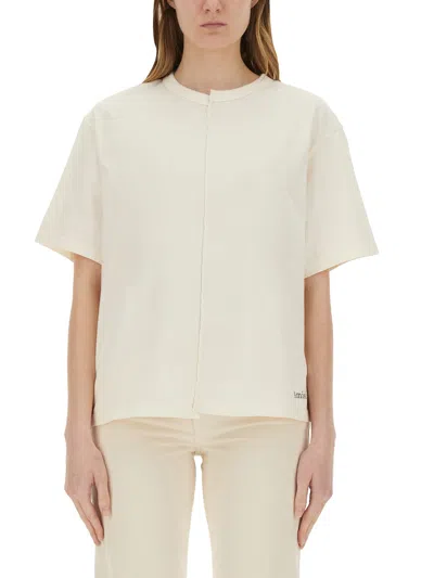 Amish Asymmetric T-shirt With Micro Logo In Ivory