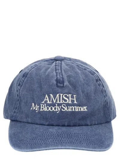 Amish Baseball Cap With Embroidery In Blue