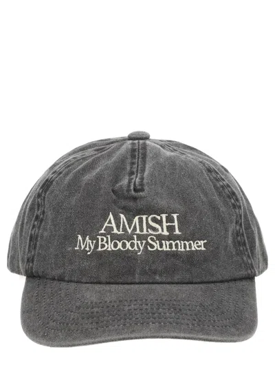 Amish Baseball Cap With Embroidery In Gray