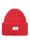 Amish Ribbed Logo-patch Beanie In Red