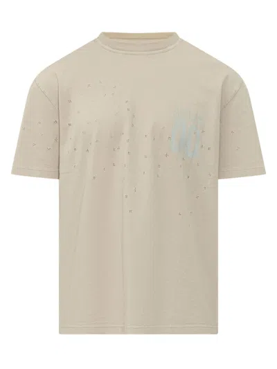 Amish Beige Single Pack Graphic Crew Neck T-shirt In Neutral