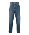 Amish Low-rise Cotton Tapered Jeans In Blue