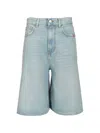 Amish Belt-loop Buttoned Shorts In Blue