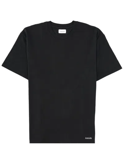 AMISH MEN BLACK SOLID CREW NECK T-SHIRT, M LUXURY T-SHIRTS FOR MEN DARVEYS