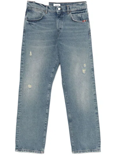 Amish Blue Distressed Straight Leg Jeans