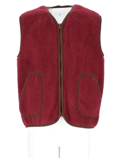 Amish Bordeaux Plush Textured Vest In Brown