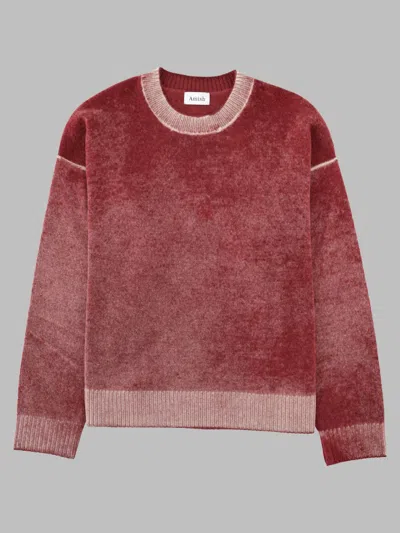 Amish Acid-wash Wool Sweater In Red