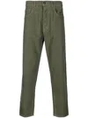 Amish Button-fastening Cotton Straight-leg Trousers In Green