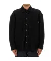Amish Relaxed Fit Wool Blend Overshirt With Classic Collar In Black