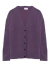 Amish Button V-neck Cardigan In Purple