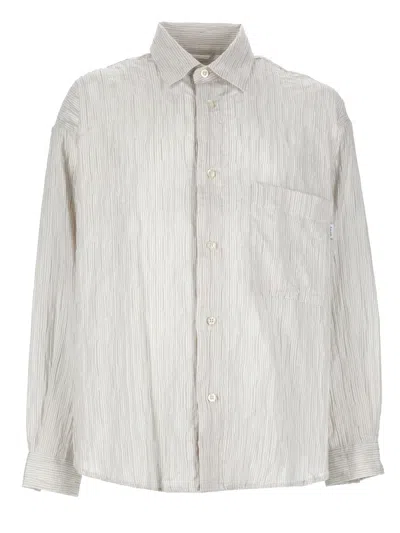 Amish Neutrals Relaxed Fit Crinkle Cotton-blend Shirt In White