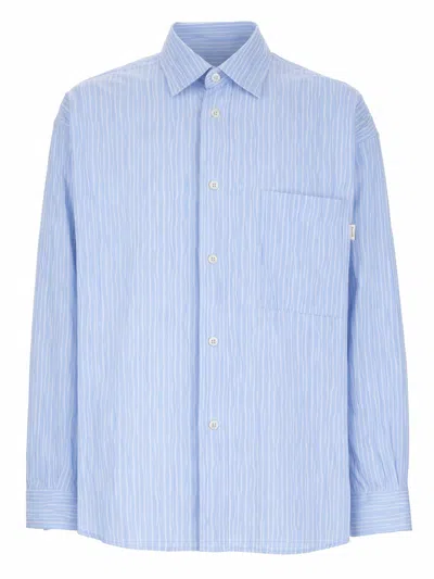 Amish Camicia In Cotone "crinckle" In Blue
