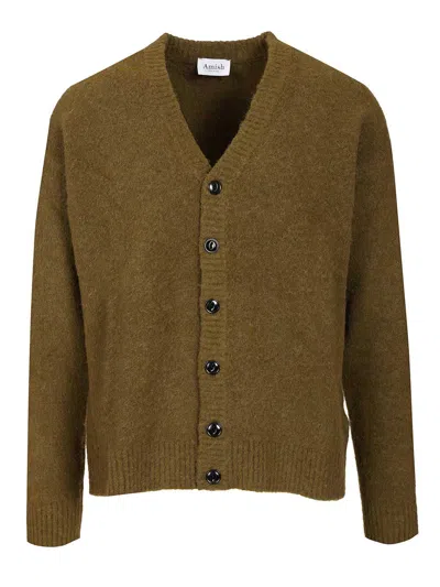 Amish Cardigan Over Man  Alpaca Melange Knitwear Green