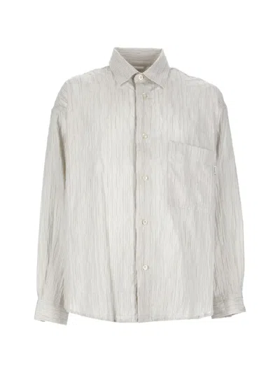 Amish Chest-pocket Striped Shirt In White
