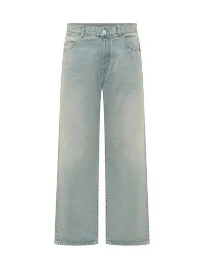 Amish Classic Denim Jeans With Button Closure In Denim Oakland
