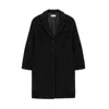 Amish Long Black Tailored Coat With Notched Lapel And Button Closure In Black