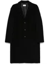 Amish Long Black Tailored Coat With Notched Lapel And Button Closure In Black