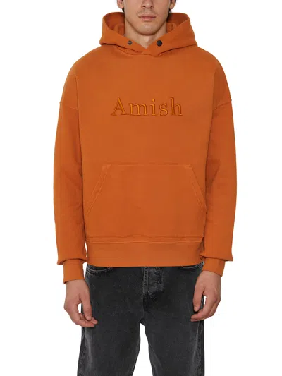 Amish Cotton Sweatshirt With Hood In Orange