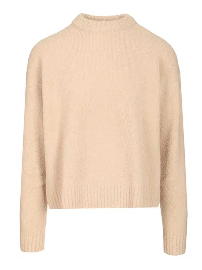 Amish Crew Crop Man  Boucle Knitwear Beige In Nude