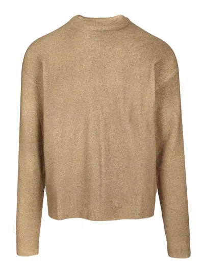 Amish Crew Neck Over Man  Spray Texture Knitwear Green In Nude