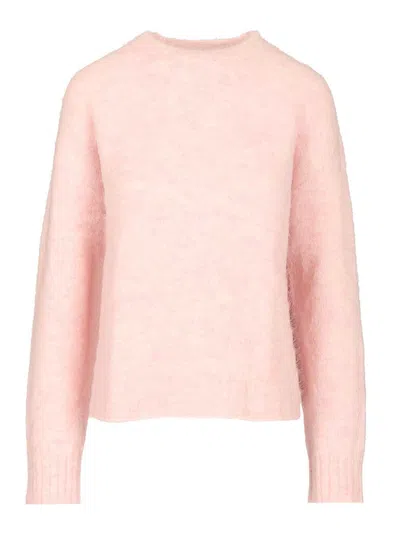 Amish Crew Neck Woman  Alpaca . Knitwear Rose In Pink