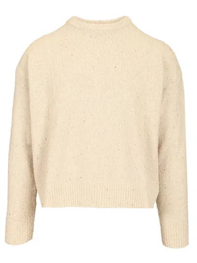 Amish Crewneck Sweater In Recycled Cotton Knitwear White In Neutrals