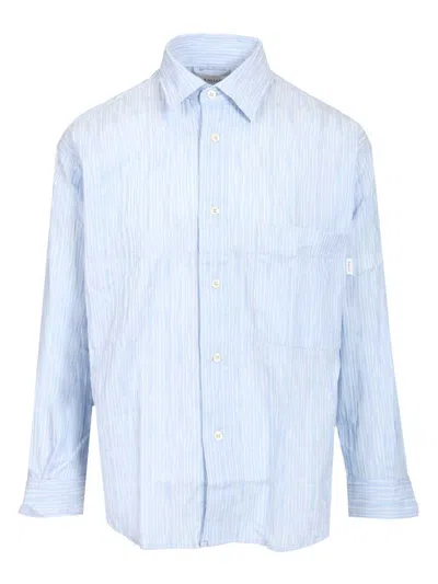 Amish Crinkle Cotton Shirt Shirts Light Blue