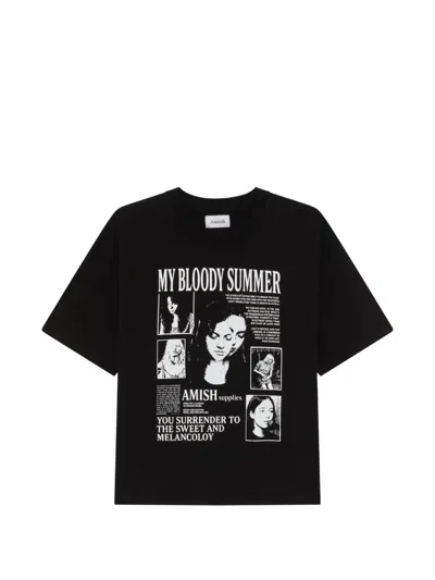 Amish Cropped T-shirt In Black