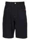 Amish Dark Blue Solid Shorts In Black
