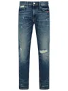 Amish 'david' Blue Cotton Jeans In Blue