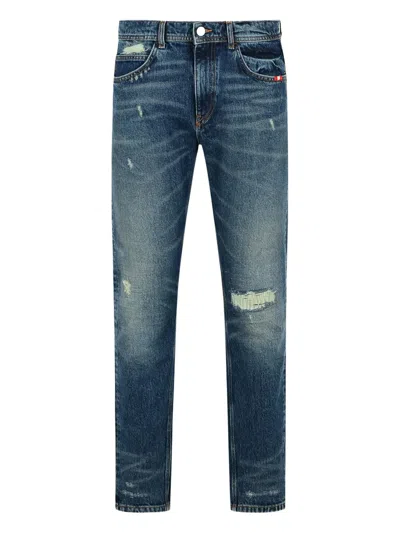 Amish Distressed Straight-leg Jeans In Blue