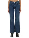 Amish Denim Flared High Rise Jeans In Denim