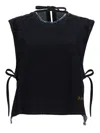 Amish Denim Solid Round Neck Top In Blue