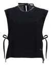 Amish Denim Solid Round Neck Top In Blue