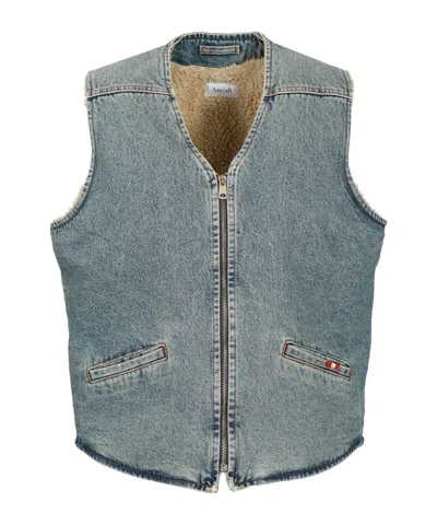 AMISH AMISH ZIP-FRONT DENIM VEST