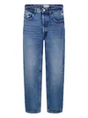 Amish Light Blue Straight-leg Jeans With Vintage Wash And Classic Fit In Blue