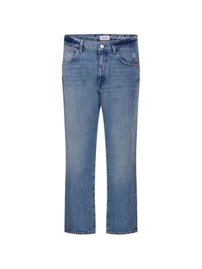 Amish Distressed Straight-leg Jeans In Blue
