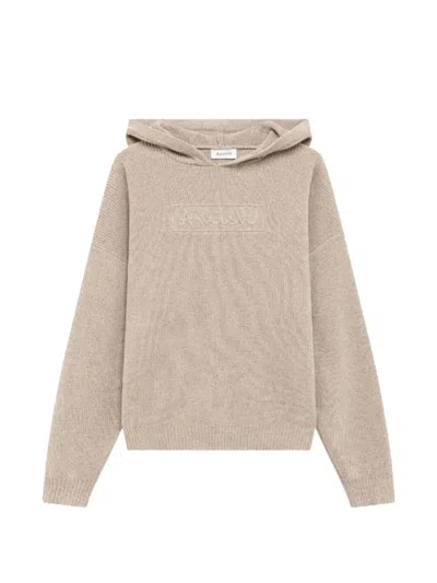 Amish Embossed Logo Chenille Hoodie In Neutrals