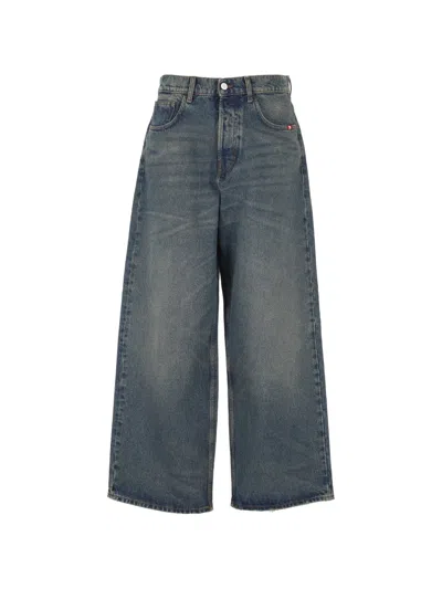 Amish Faded Frayed-hem Jeans In Blue