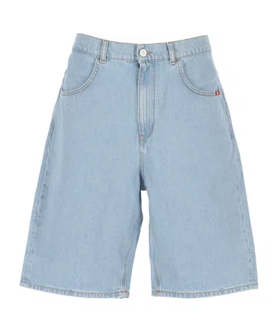 Amish Faded-effect Denim Shorts In Blue