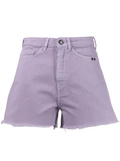 Amish Frayed-hem Denim Shorts In Purple