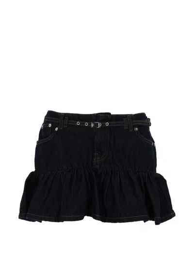 Amish Denim Miniskirt With Belt In Black