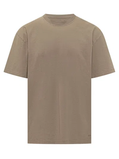 Amish Gironeck E Logo T-shirt In Dyed Walnut