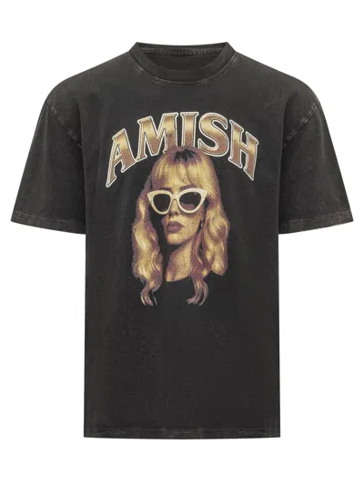 Amish Graphic T-shirt In Washed Black