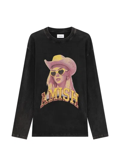 Amish Graphic-print Crew-neck T-shirt In Black