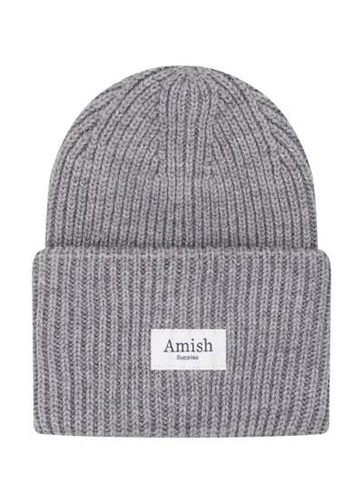 Amish Grey Knitted Beanies Hat In White