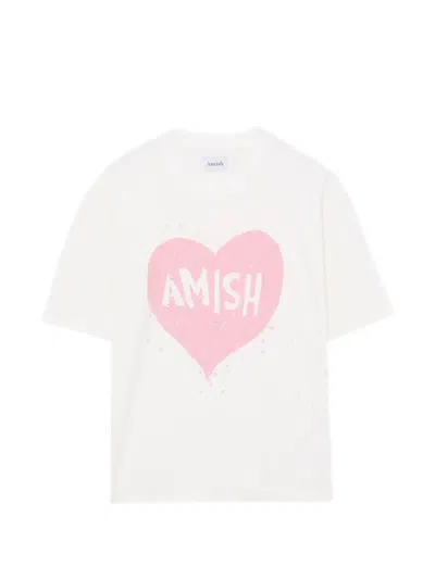 Amish Heart-print T-shirt In White