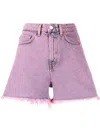 Amish High-waisted Frayed-edge Denim Shorts In Pink
