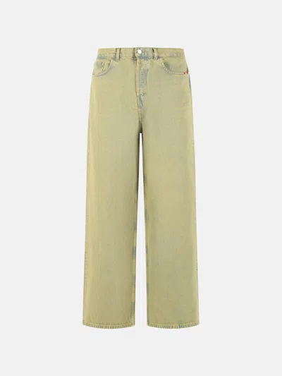 Amish 'huge' Blue And Yellow Cotton Jeans In Green